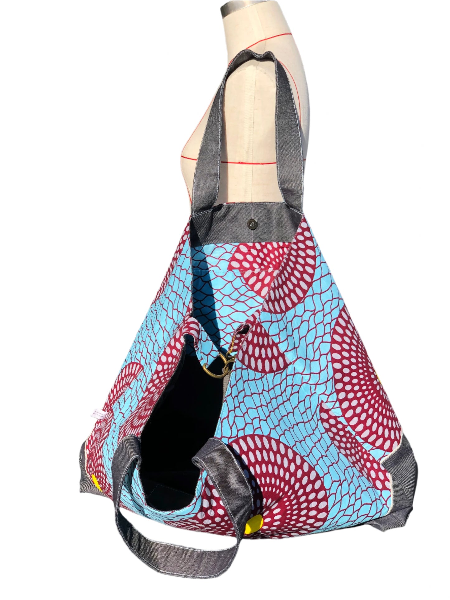 Overnight Travel Tote (Ankara Blue Circle)