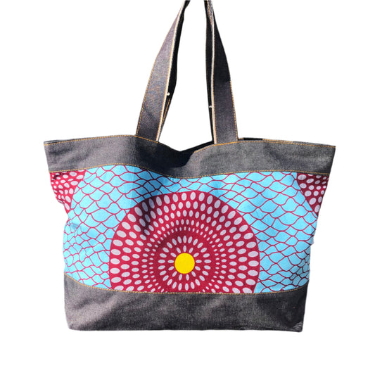 Day Cargo Tote (Ankara Blue Circle)