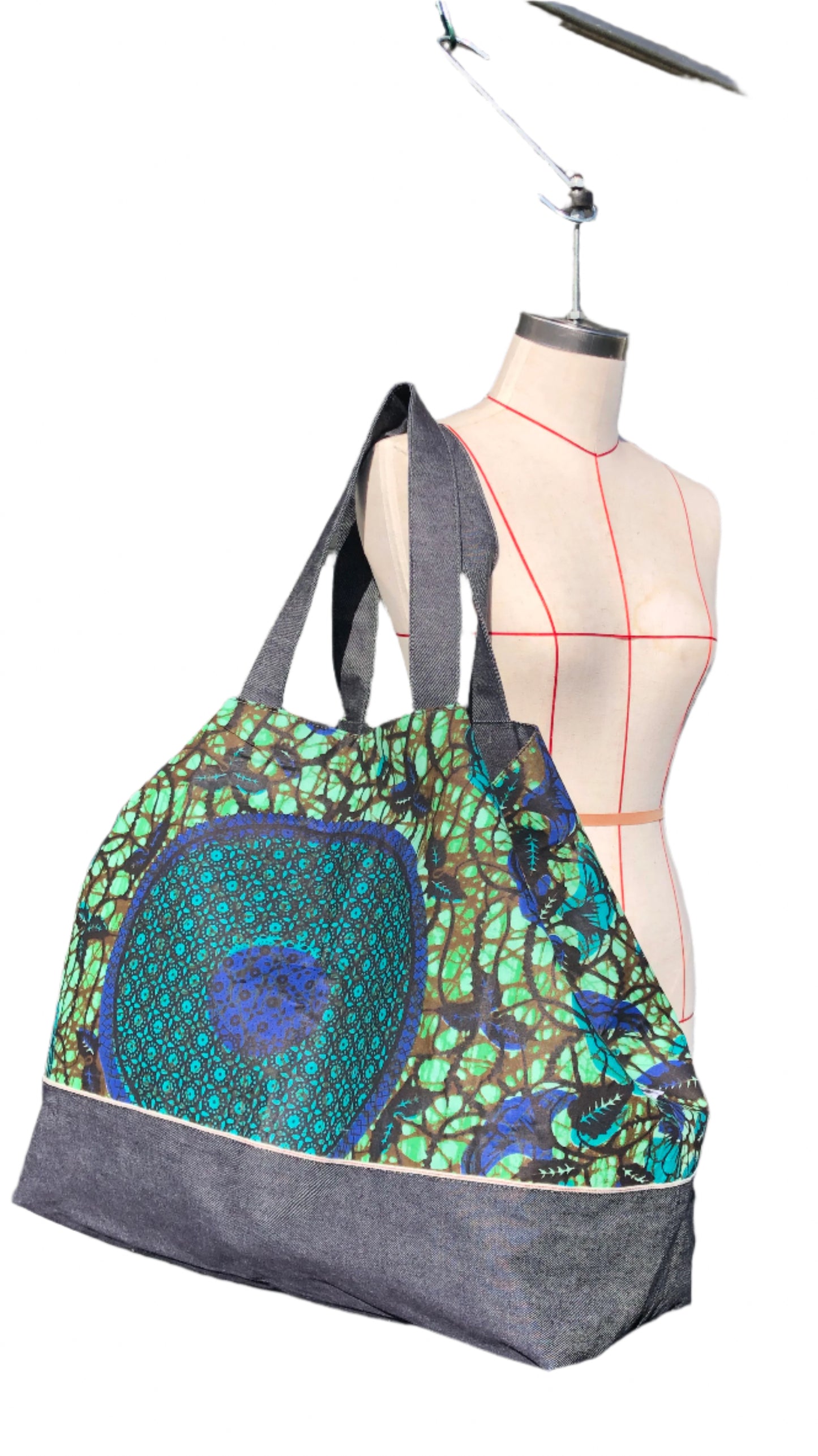 Overnight Travel Tote (Accra - Green Hibiscus)