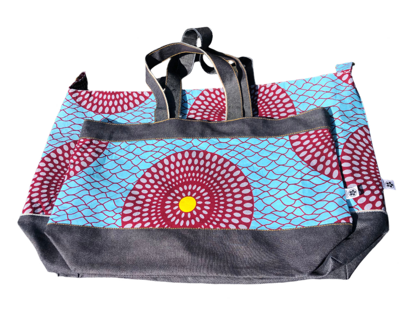 Overnight Travel Tote (Ankara Blue Circle)