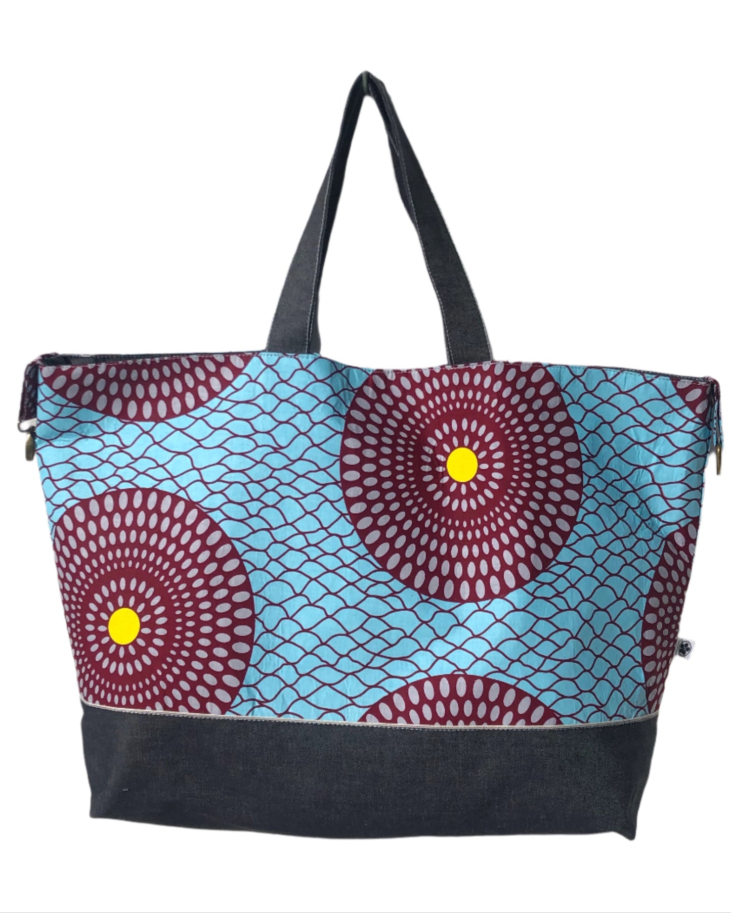 Overnight Travel Tote (Ankara Blue Circle)