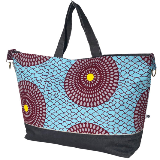 Overnight Travel Tote (Ankara - Blue Circle)